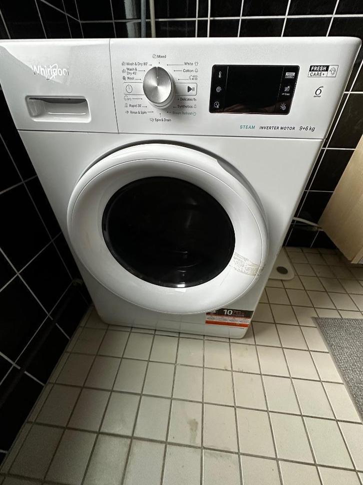 Whirlpool vrijstaande was-droogcombinatie, Witgoed en Apparatuur, Was-droogcombinaties, Zo goed als nieuw, 6 tot 8 kg, 85 tot 90 cm
