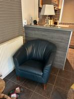 Leren fauteuil, Huis en Inrichting, Stoelen, Gebruikt, Blauw, Klassiek, Leer