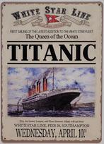 Titanic 10th april white star line reclamebord van metaal, Verzamelen, Reclamebord, Info@deconoord.nl, Deco Noord, Nieuw