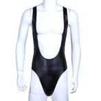 Heren zwarte worstel jumpsuit catsuit leotard sport leren, Verzenden, Nieuw, Kleding