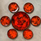 Jan van Erp gebakstel gebak set schaal vintage keramiek rood, Ophalen of Verzenden