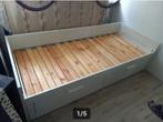 Bedbank met 2 lades en 2 matrassen, 80 cm, Gebruikt, Wit, Hout