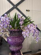 Vaas met kunst bloemen 0rchidee paars & wit, Ophalen, Nieuw