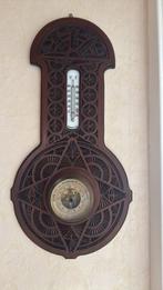 Vintage weerstation – hout, barometer & thermometer, Ophalen of Verzenden, Zo goed als nieuw
