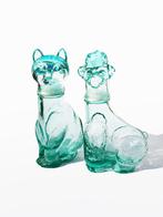 2 karafjes Empoli glas, hond en kat, Italië, vitage, Verzenden