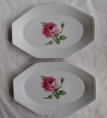 Schirnding Bavaria platte schaaltjes roze roos parel randen beschikbaar voor biedingen
