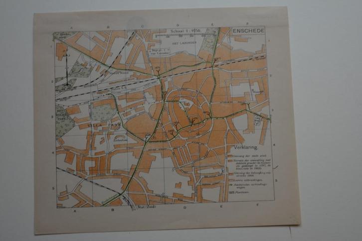 ENSCHEDE PLATTEGROND CHROMOLITHO ANWB 1901-1920 E83, Antiek en Kunst, Kunst | Litho's en Zeefdrukken, Ophalen of Verzenden