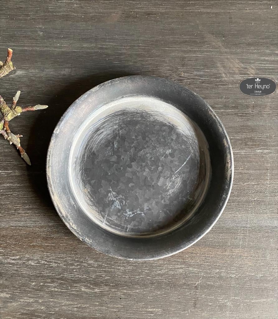 Zinken onderzetter schaaltje zink stoer sober landelijk, Verzenden, Nieuw