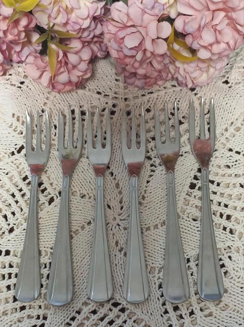 Set van 6 vintage gebaksvorkjes, Sola, Kerkraam, nr. 640, Huis en Inrichting, Keuken | Bestek, Ophalen of Verzenden