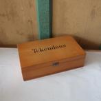 Tekendoos kist hout origineel met tekst 27 x 16 x 8 cm, Minder dan 50 cm, Gebruikt, Minder dan 50 cm, Ophalen of Verzenden
