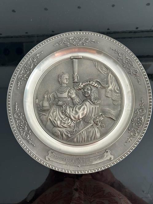 9 delig WMF zilver- tin in relief uit de jaren ‘70, Antiek en Kunst, Antiek | Tin, Ophalen