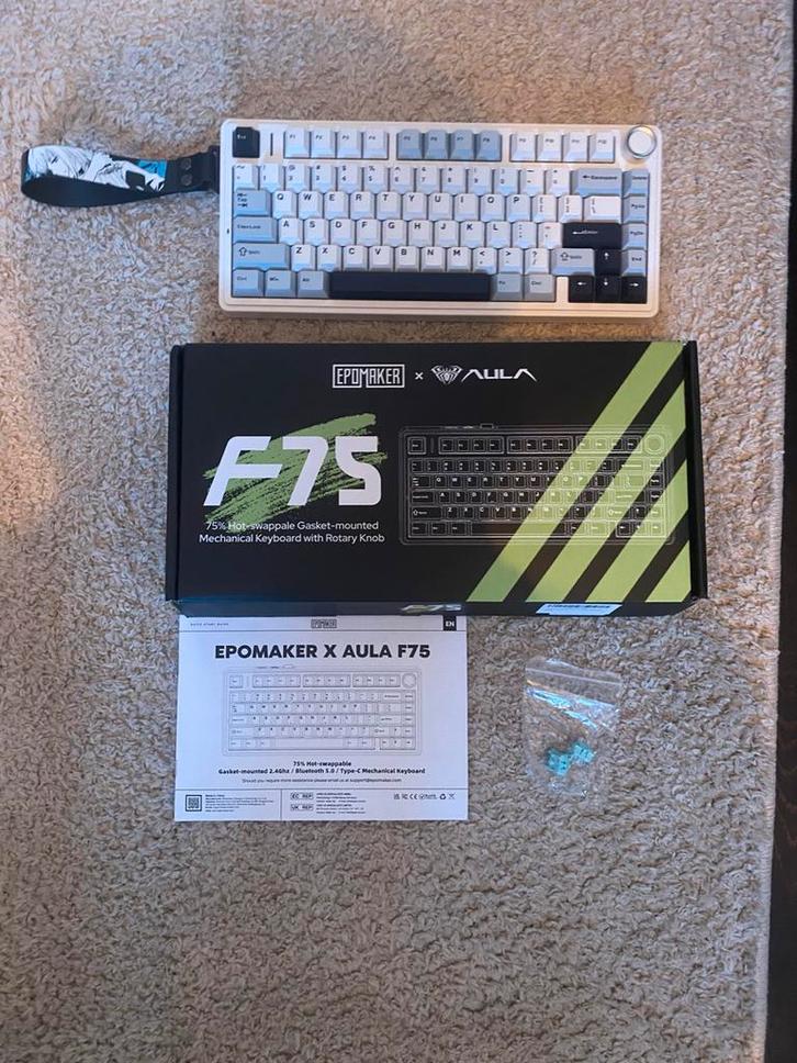 Aula f75 ice vein switches toetsenbord mey custom strap!, Computers en Software, Toetsenborden, Zo goed als nieuw, Gaming toetsenbord