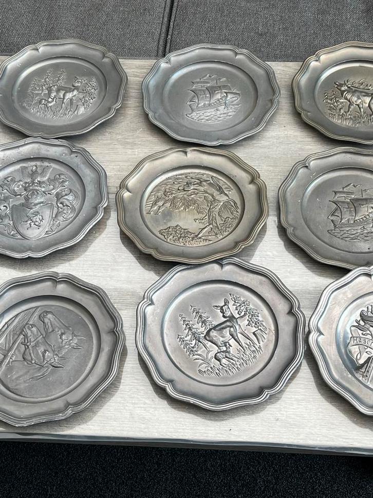 Antieke Tinnen Borden Set, Antiek en Kunst, Antiek | Tin, Ophalen of Verzenden