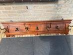 Antieke mahonie kapstok met koperen haken, Ophalen of Verzenden, Zo goed als nieuw