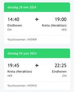 Retourvlucht Transavia 28-5 tm 4-5 Eindhoven-Kreta, Tickets en Kaartjes, Trein, Bus en Vliegtuig, Met bestemming of datum, Vliegtuig