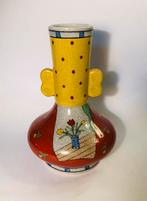 Prachtig uniek vaasje, met tulpen, craquelé geglazuurd, Antiek en Kunst, Ophalen of Verzenden