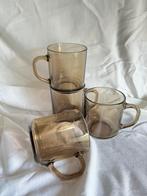 4 vintage rookglas mokken Arcoroc France, Huis en Inrichting, Keuken | Servies, Glas of Glazen, Ophalen of Verzenden, Overige stijlen