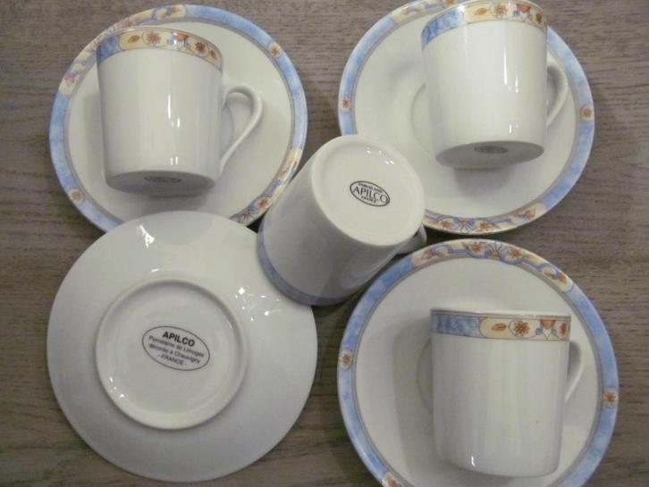 4 Apilco Decoree a Chauvigny France Kop en Schotels, Huis en Inrichting, Keuken | Servies, Zo goed als nieuw, Kop(pen) en/of Schotel(s)