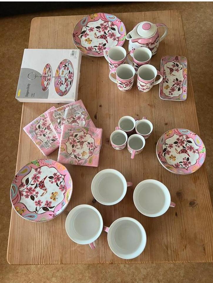 High Tea Serviesset Birdy Collection van Xenos 26-delig, Huis en Inrichting, Keuken | Servies, Nieuw, Compleet servies, Overige stijlen