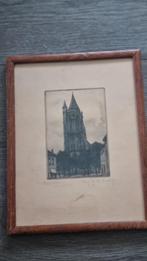 Oude prent van de Kerktoren te Gorinchem, Antiek en Kunst, Ophalen of Verzenden