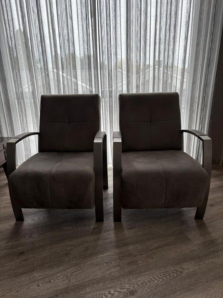 Set van 2 Fauteuils, Huis en Inrichting, Fauteuils, Zo goed als nieuw, Metaal, 50 tot 75 cm, 75 tot 100 cm, Ophalen