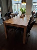 Houten eettafel met bijzettafeltje, Huis en Inrichting, Tafels | Eettafels, Ophalen, Gebruikt, 100 tot 150 cm, Teakhout