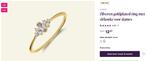 Lucardi Zilveren goldplated ring met zirkonia (nieuw), Sieraden, Tassen en Uiterlijk, Ringen, Nieuw, Ophalen of Verzenden, Kleiner dan 17
