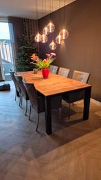Eettafel 220cm bij 100 cm met 6 Bert Plantagie stoelen, Huis en Inrichting, Tafels | Eettafels, Ophalen, Gebruikt, 100 tot 150 cm