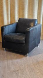 2 stuks Machalke Zwart leren fauteuils, Ophalen, Gebruikt, 75 tot 100 cm, Modern