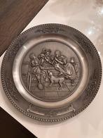 Antiek Tinnen Bord met Voorstelling, Antiek en Kunst, Antiek | Wandborden en Tegels, Ophalen of Verzenden