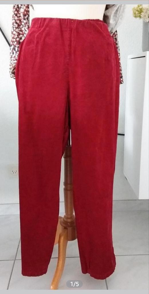 KJ Brand - baby rib broek - maat 52, Kleding | Dames, Grote Maten, Gedragen, Broek of Spijkerbroek, Rood, Verzenden