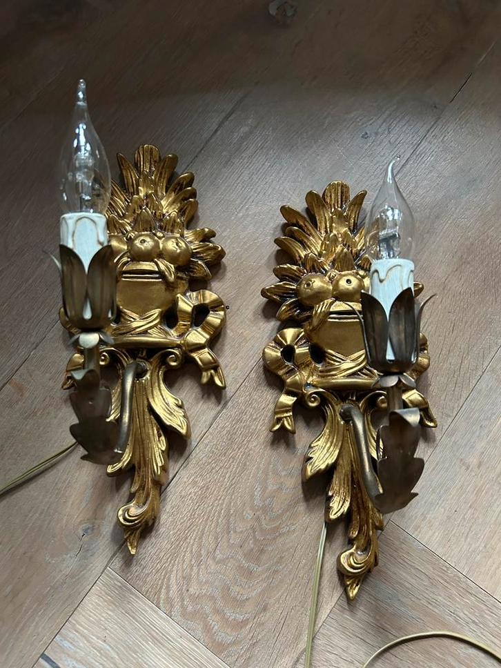 2 org antieke Italiaanse wandlampjes, Antiek en Kunst, Antiek | Lampen, Ophalen of Verzenden