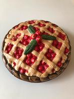Barbotine Aardewerk taartschaal met deksel - Kers, Ophalen of Verzenden