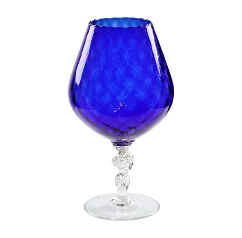 Blauw Glas Snifter Vaas Brandy Cognac Kobalt Empoli Italy 33, Antiek en Kunst, Antiek | Glas en Kristal, Ophalen of Verzenden