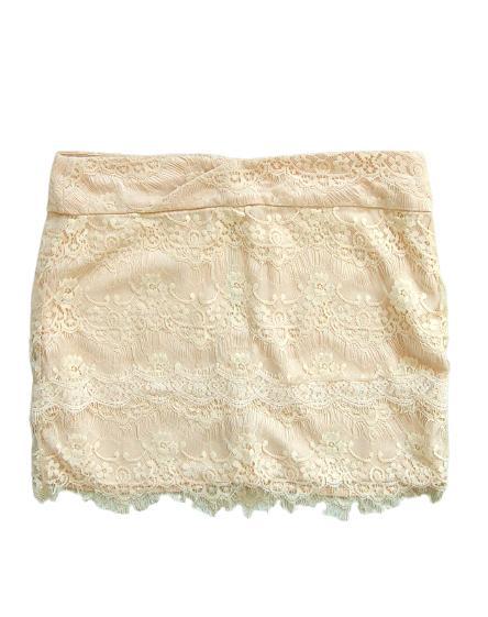 Amisu rokje, mini lace rok, beige/wit, Mt. 34 / XS, Kleding | Dames, Rokken, Zo goed als nieuw, Maat 34 (XS) of kleiner, Beige