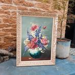 charmant groot frans brocant schilderij grèspot bloemen80cm, Ophalen of Verzenden