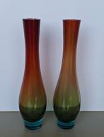 paar glazen Tarnowiec design vazen regenboog glas 35cm hoog, Overige kleuren, Ophalen of Verzenden, Minder dan 50 cm, Glas