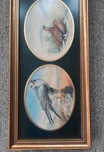 Franse brocante oude lijst met prent vogels fazant, Antiek en Kunst, Curiosa en Brocante, Ophalen of Verzenden