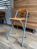 Schmink Klapstoel barkruk- Hout & Metaal, Huis en Inrichting, Barkrukken, Ophalen, Gebruikt, Met voetsteun, 60 tot 90 cm