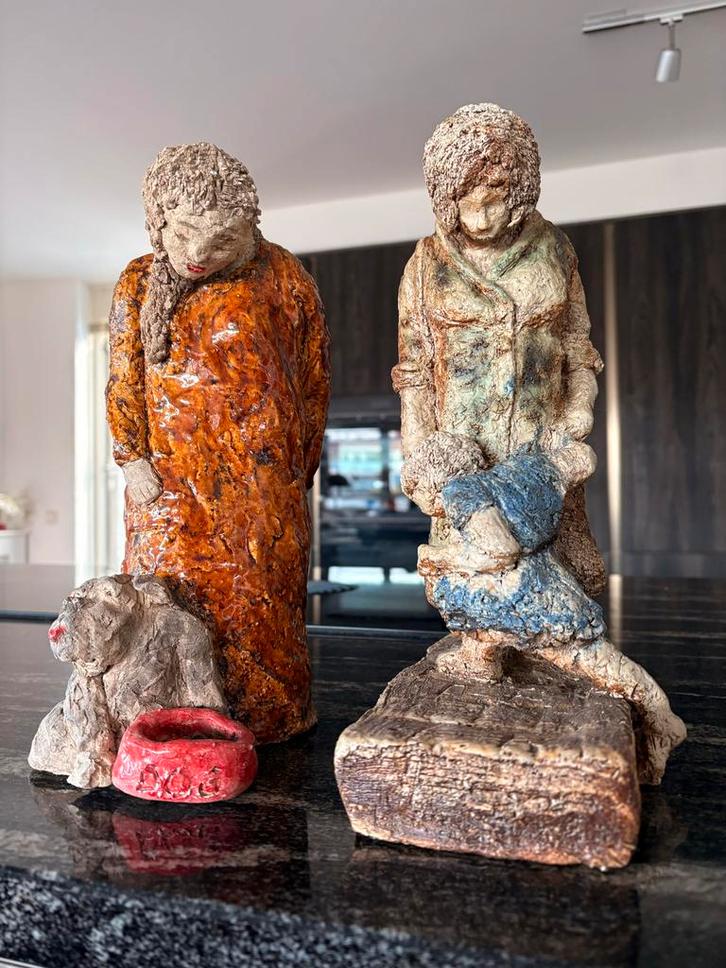 Handgemaakte Beelden - Set van Twee, Antiek en Kunst, Kunst | Beelden en Houtsnijwerken, Verzenden