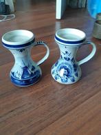 Stel Delfts blauwe kandelaars met oor ca. 16 cm hoog, Ophalen of Verzenden, Keramiek of Aardewerk