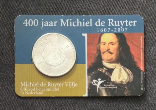 5 euro 400 jaar Michiel de Ruyter 1607 - 2007 coincard, Postzegels en Munten, Munten | Nederland, Losse munt, Euro's, Koningin Beatrix