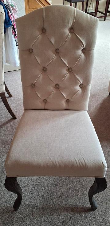 6 creme/ witte eetkamerstoelen brocante. 