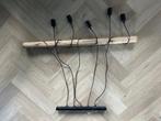 Houten balk lamp voor 5 lampen, Huis en Inrichting, Lampen | Hanglampen, Ophalen, Zo goed als nieuw, Metaal, 75 cm of meer