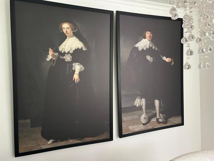 Rembrandt schilderij: Marten en Oopjen huwelijksportretten, Huis en Inrichting, Woonaccessoires | Lijsten, Zo goed als nieuw, Minder dan 50 cm