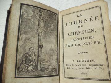 1809 Christelijk boek La Journée du Chrétien Leuven, leder beschikbaar voor biedingen