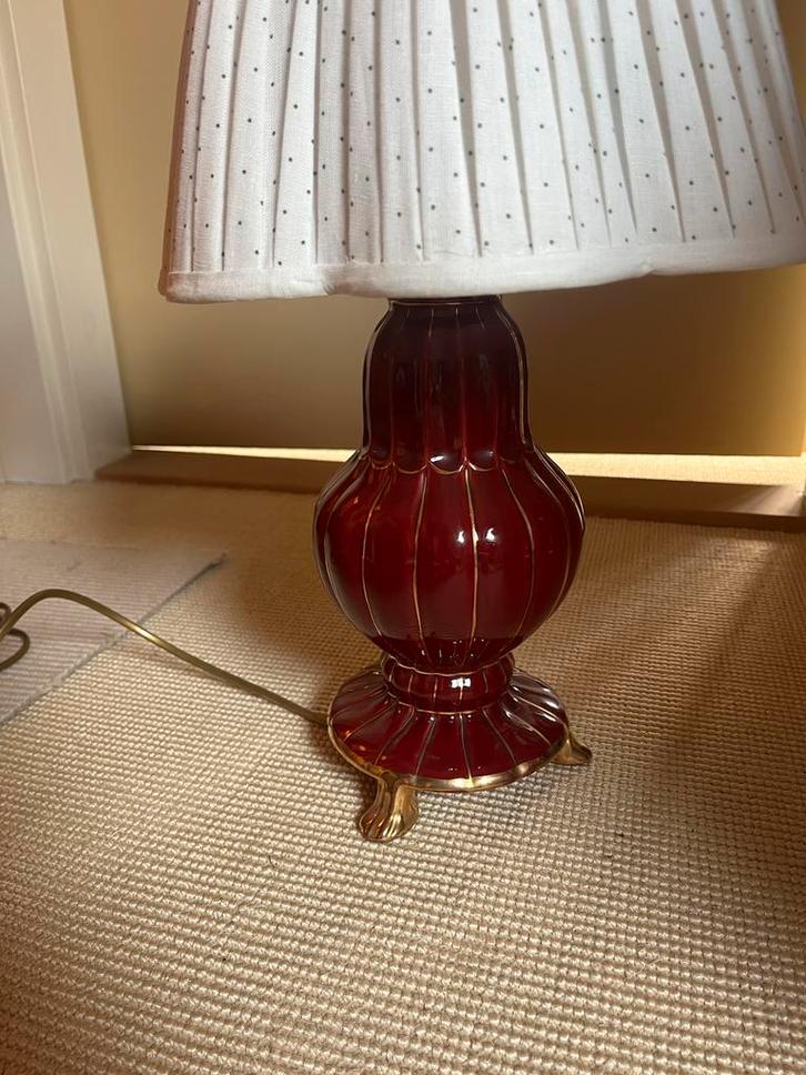 Tafellamp Lampenvoet bordeauxrood goud, Huis en Inrichting, Lampen | Vloerlampen, Gebruikt, Minder dan 100 cm, Overige materialen
