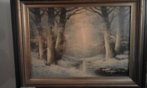 Schilderij: Zonneschijn in het bos van W. Kloos, Antiek en Kunst, Kunst | Schilderijen | Klassiek, Ophalen of Verzenden