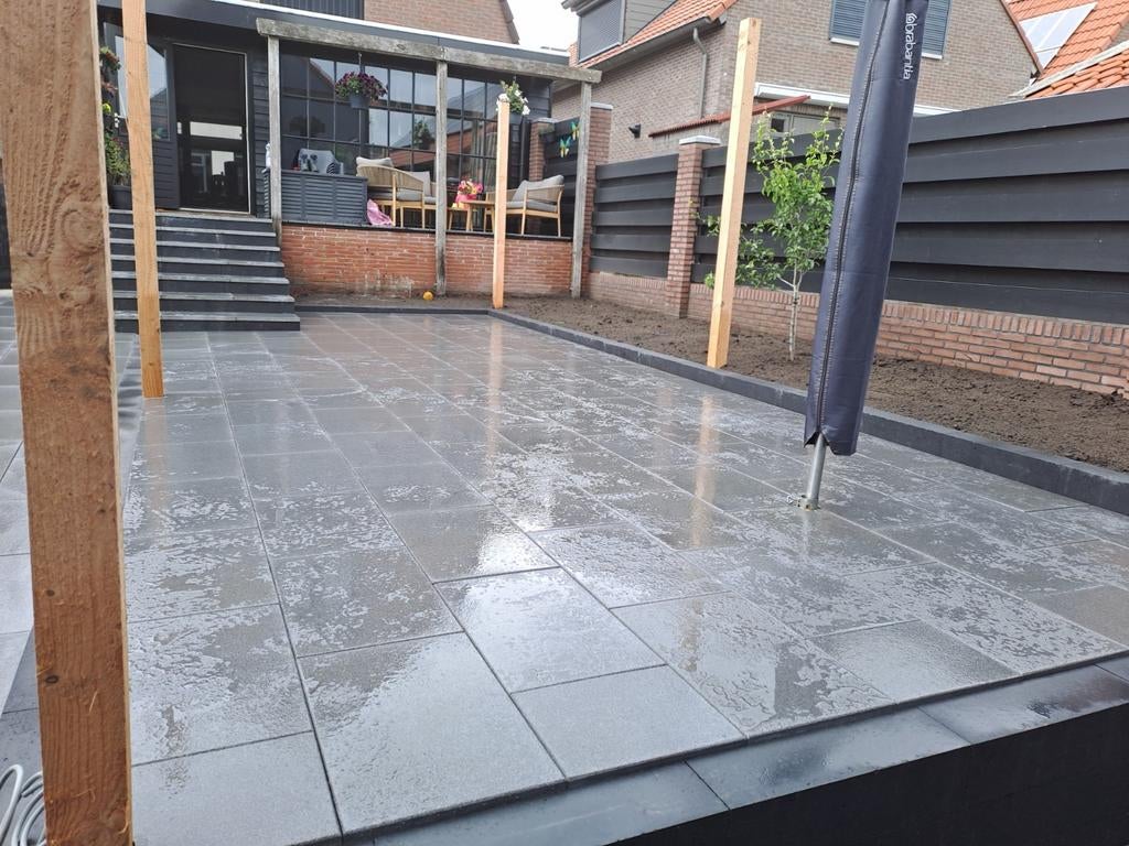 Te koop gecoate terras tegels 40x60 antraciet, Tuin en Terras, Nieuw, Ophalen of Verzenden, 10 m² of meer, Beton