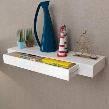 nieuwe zwevende wandplank met lade wit 80cm beschikbaar voor biedingen